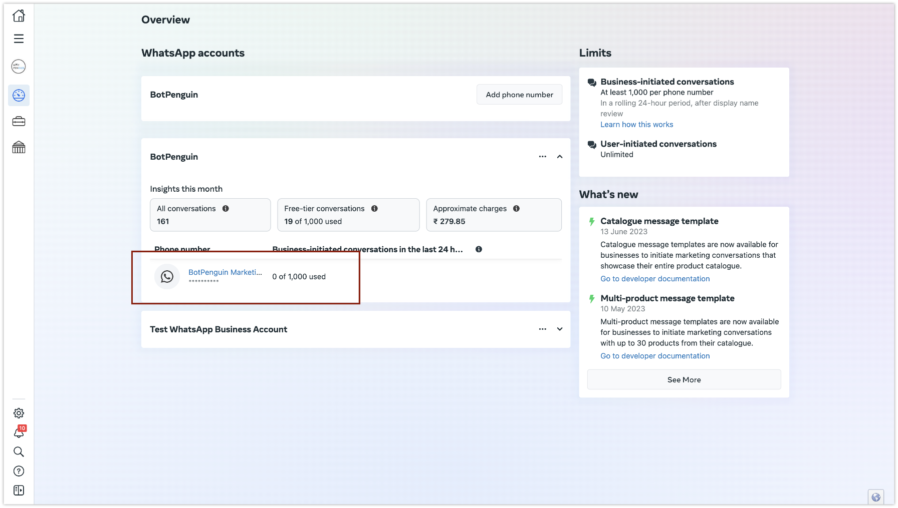 Select the WhatsApp Account for Green Tick